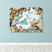Blauw Groen Zee Glas canvas kunst prints Zee Schel (Insitu (Houten vloer))