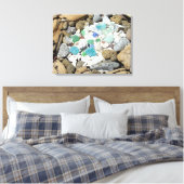 Blauw Groen Zee Glas canvas kunst prints Zee Schel (Insitu (Slaapkamer))