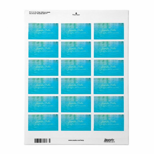 Blauw groen Zee Water Elegant Handgeschreven Sjabl Etiket (Full Sheet)