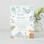 Blauw Groen Zee Wezens Twee Het Zee 2e Verjaardag Kaart (Staand voorkant)