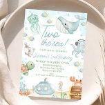 Blauw Groen Zee Wezens Twee Het Zee 2e Verjaardag Kaart<br><div class="desc">Blue Green Zee Creatures Two Het Zee 2nd Birthday Invitation Sweet boy's onder het zee thema verjaardagsuitnodiging voor een twee jaar oude jongen. Deze twee zee 2e verjaardagsuitnodiging bevat verschillende oceaanwezens zoals een walvis,  zee schildpad,  octopus,  gelei vis en meer.</div>