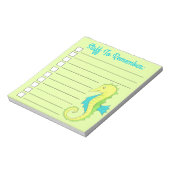 Blauw groen zeepaardpaard om lijst uit te voeren notitieblok (Linkerzijde)