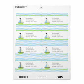 Blauw Groen Zeilboot Baby shower Adres of Favor Etiket (Full Sheet)