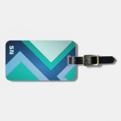 Blauw Groen Zig Zag Stripes Bagagelabel (Voorkant horizontaal)