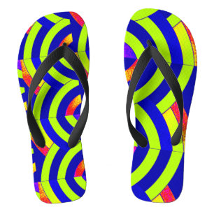blauw groen zigzag chevron - patroon teenslippers