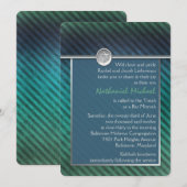 Blauw, groen, zilver Striped Bar Mitzvah Uitnodigi Kaart (Voorkant / Achterkant)