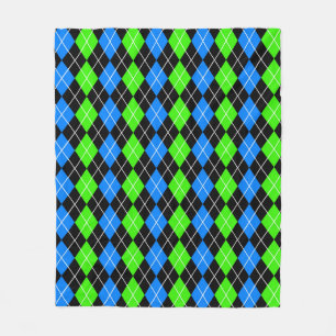 Blauw Groen Zwart Argyle Diamant Design Fleece Deken