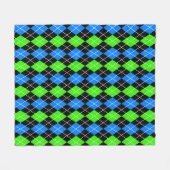 Blauw Groen Zwart Argyle Diamant Design Fleece Deken (Voorkant (Horizontaal))