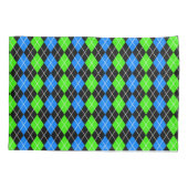 Blauw Groen Zwart Argyle Diamant Design  Kussensloop (Achterkant)