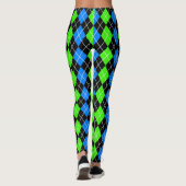 Blauw Groen Zwart Argyle Diamant Design Leggings (Achterkant)