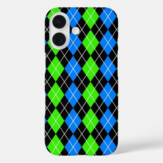 Blauw Groen Zwart Argyle Diamond Design Case-Mate iPhone Case (Achterkant)