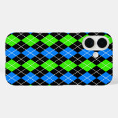 Blauw Groen Zwart Argyle Diamond Design Case-Mate iPhone Case (Achterkant (horizontaal))