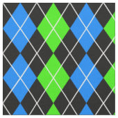 Blauw Groen Zwart Argyle Diamond Design Stof (Close Up)