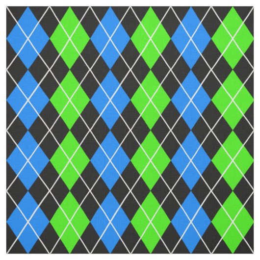 Blauw Groen Zwart Argyle Diamond Design Stof (Swatch)