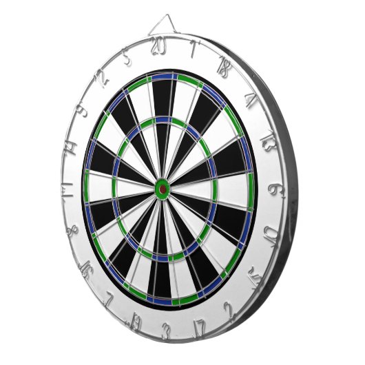 Blauw groen zwart dartboard dartbord (Voorkant Rechts)