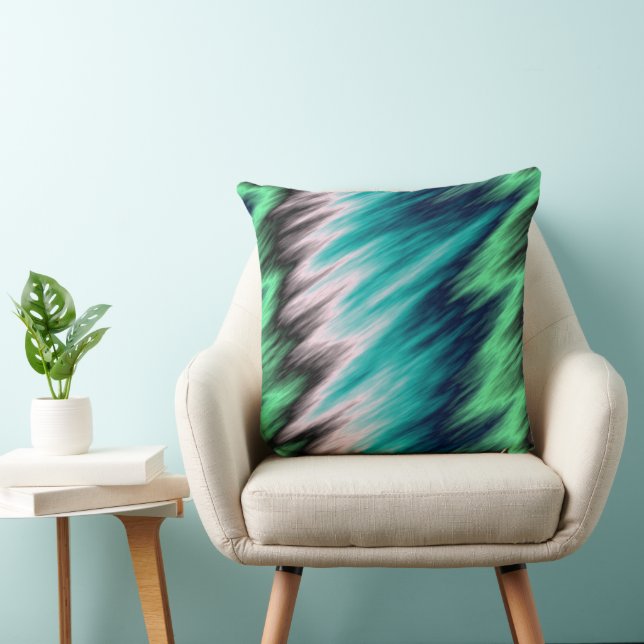 Blauw Groen zwart en wit abstract Kussen (Stoel)