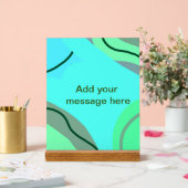 Blauw groen zwart pastel abstract voeg naam tekst acryl bord (Huwelijk)