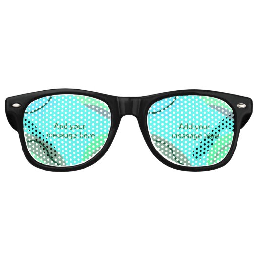 Blauw groen zwart pastel abstract voeg naam tekst  retro zonnebril (Voorkant)