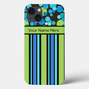 Blauw Groen Zwart Quirky Pattern en Stripes Case-Mate iPhone Case