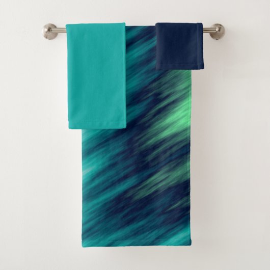 Blauw Groen zwart-wit abstract Bad Handdoek (Insitu)
