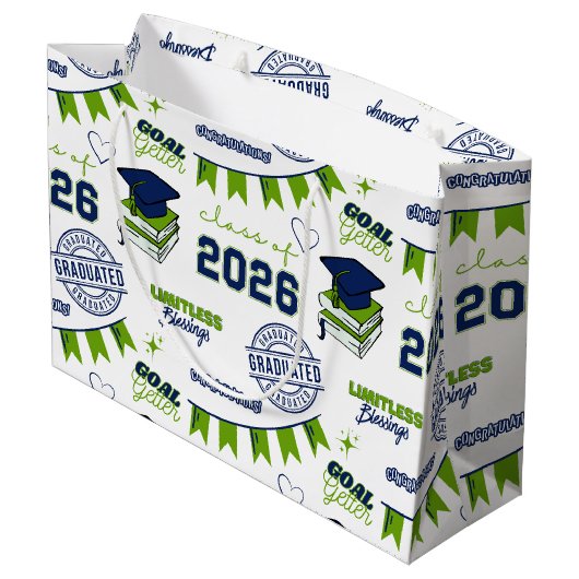 Blauw Groene Afstudeerklas 2026 Groot Cadeauzakje (Achterkant Gekanteld)