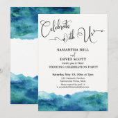 Blauw groene Aqua Waterverf Vet feest met ons Kaart (Voorkant / Achterkant)