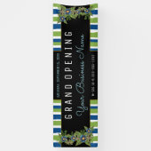 Blauw Groene Bloem Strepen Grand Opening Bedrijf Spandoek (Verticaal)