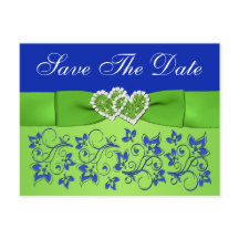 Blauw, Groene Bloemen, Harten sparen het Datum Bri