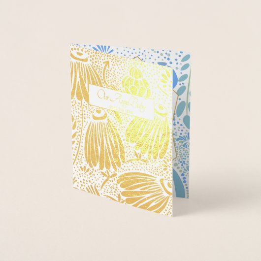 Blauw-groene bloemensympathie Dood kind Folie Kaarten (Voorkant)