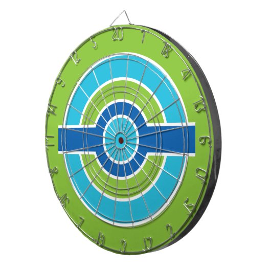 Blauw/Groene Cirkels aangepaste dartbord (Voorkant Rechts)