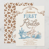  blauw groene cowboy eerste rodeo 1e verjaardag kaart (Voorkant / Achterkant)