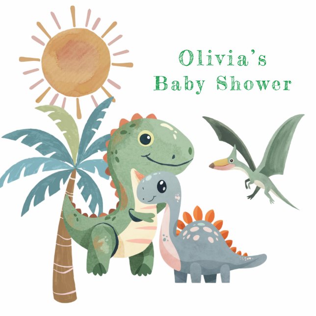 Blauw Groene Dinosaurus En Vrienden Meisje Baby sh Staand Fotobeeldje (Voorkant)