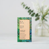 Blauw Groene Driehoeken en Gouden Weefsel Visitekaartje (Staand voorkant)