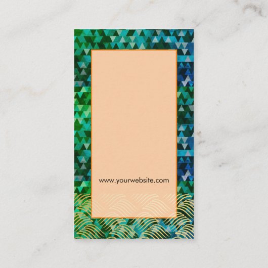 Blauw Groene Driehoeken en Gouden Weefsel Visitekaartje (Achterkant)
