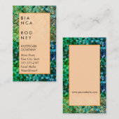 Blauw Groene Driehoeken en Gouden Weefsel Visitekaartje (Voorkant / Achterkant)