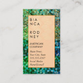 Blauw Groene Driehoeken en Gouden Weefsel Visitekaartje (Voorkant)