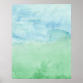Blauw Groene Duo Waterverf Abstract Poster (Voorkant)