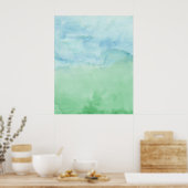 Blauw Groene Duo Waterverf Abstract Poster (Keuken)