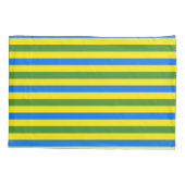 Blauw-groene en gele strepen ontwerp kussensloop (Achterkant)