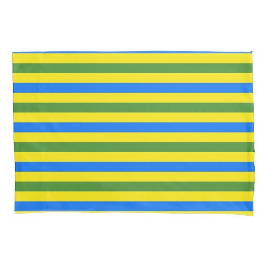 Blauw-groene en gele strepen ontwerp kussensloop (Voorkant)