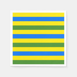 Blauw-groene en gele strepen ontwerp servet