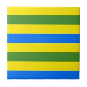 Blauw-groene en gele strepen ontwerp tegeltje