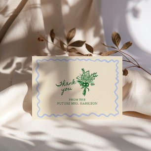 Blauw Groene Fantasievol Handgeschreven Bedankkaart