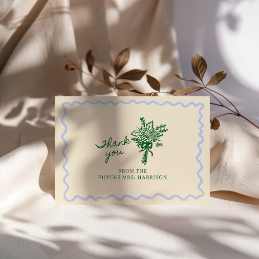 Blauw Groene Fantasievol Handgeschreven Bedankkaart