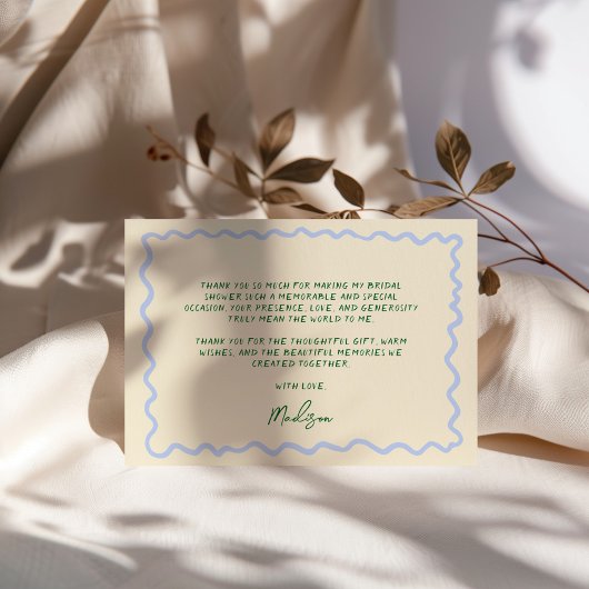 Blauw Groene Fantasievol Handgeschreven Bedankkaart