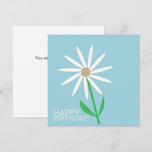 Blauw-groene gelukwensen met verjaardagsdaisy (Voorkant / Achterkant)