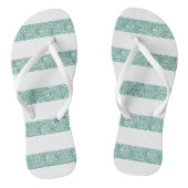 Blauw- Groene Glitter Strepen Teenslippers (Voetbed)