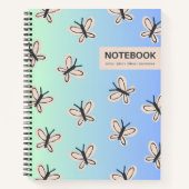 Blauw groene gradiënt vlinders ontwerp notitieboek (Voorkant)