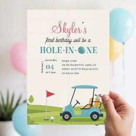Blauw Groene Hole In One Golf Kinderen Eerste Verj Kaart