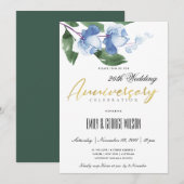 BLAUW GROENE INKWASSEN WATERVERF PLATTELIJK JUBILE KAART (Voorkant / Achterkant)